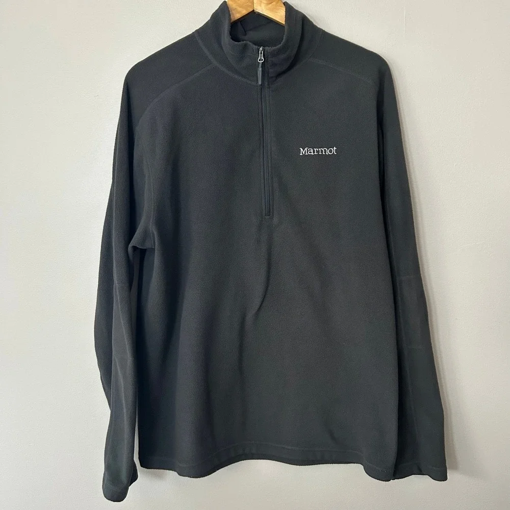 Marmot‎ Pullover Mens XL Black Fleece 1/4 Zip Mock Neck Lightweight Jacket